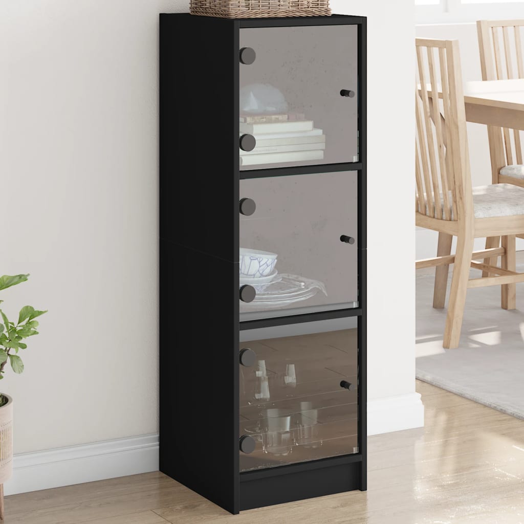 Highboard With Glass Doors 35X37X109 Cm