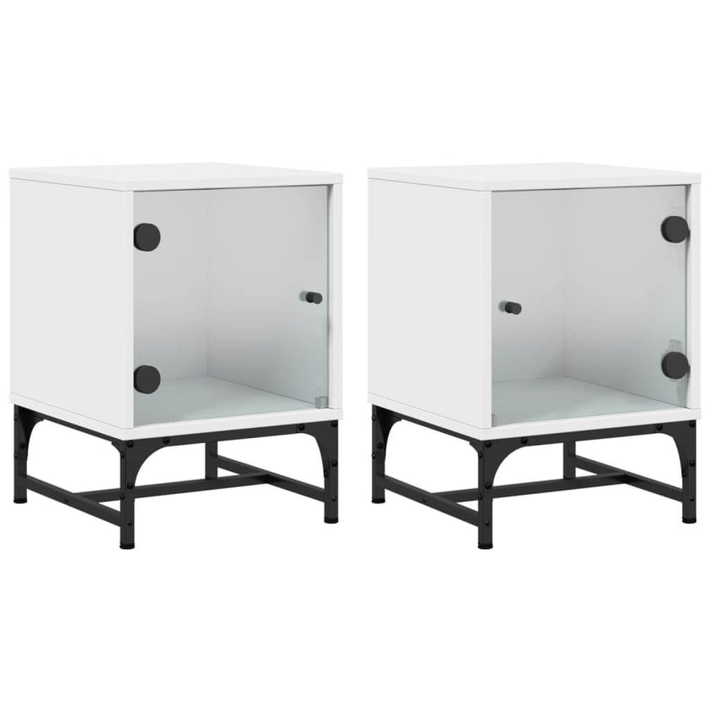 Affordable and quality bedside cabinets with glass doors, 2 pieces in white, 35x37x50 cm, offering ample storage space and modern design.