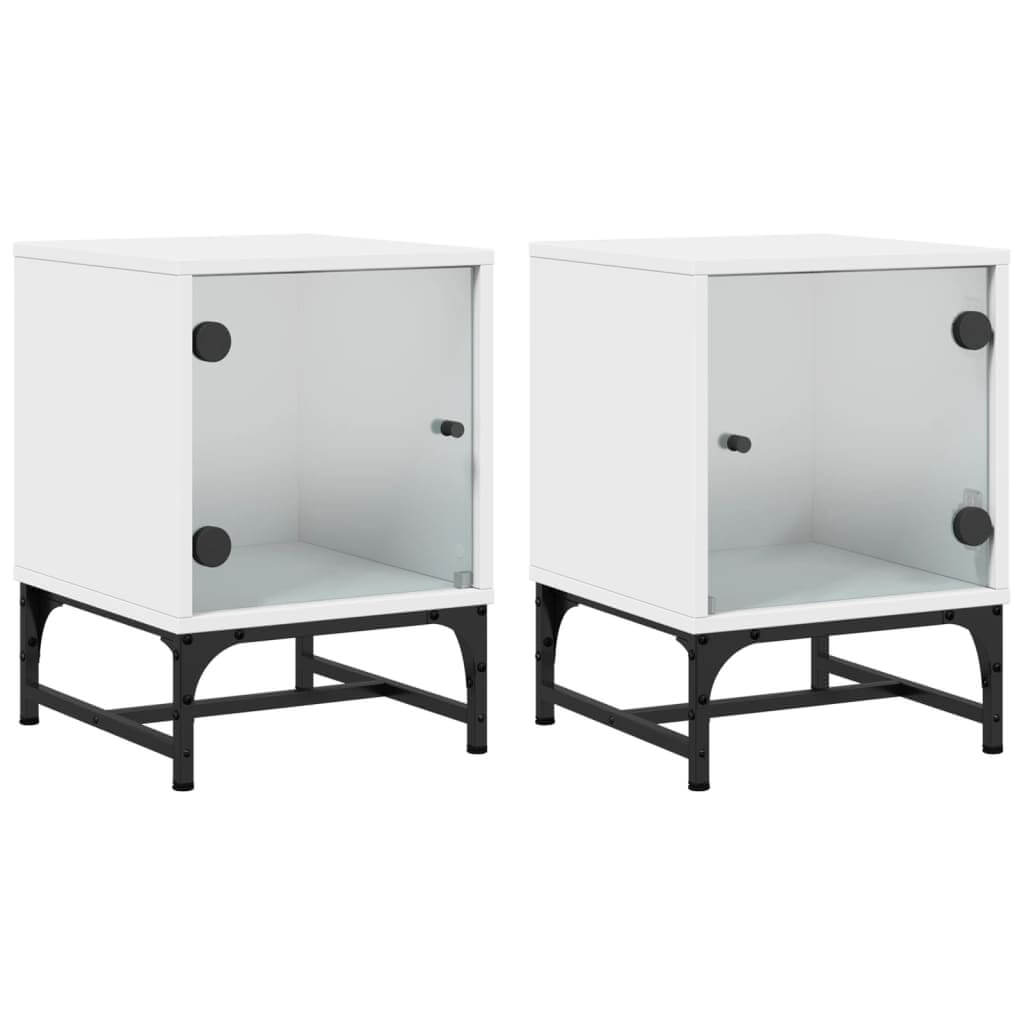 Affordable and quality bedside cabinets with glass doors, 2 pieces in white, 35x37x50 cm, offering ample storage space and modern design.