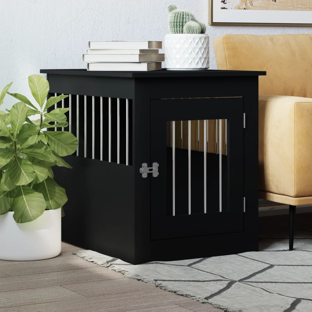 Dog Crate Furniture Black 55x75x65 cm Engineered Wood