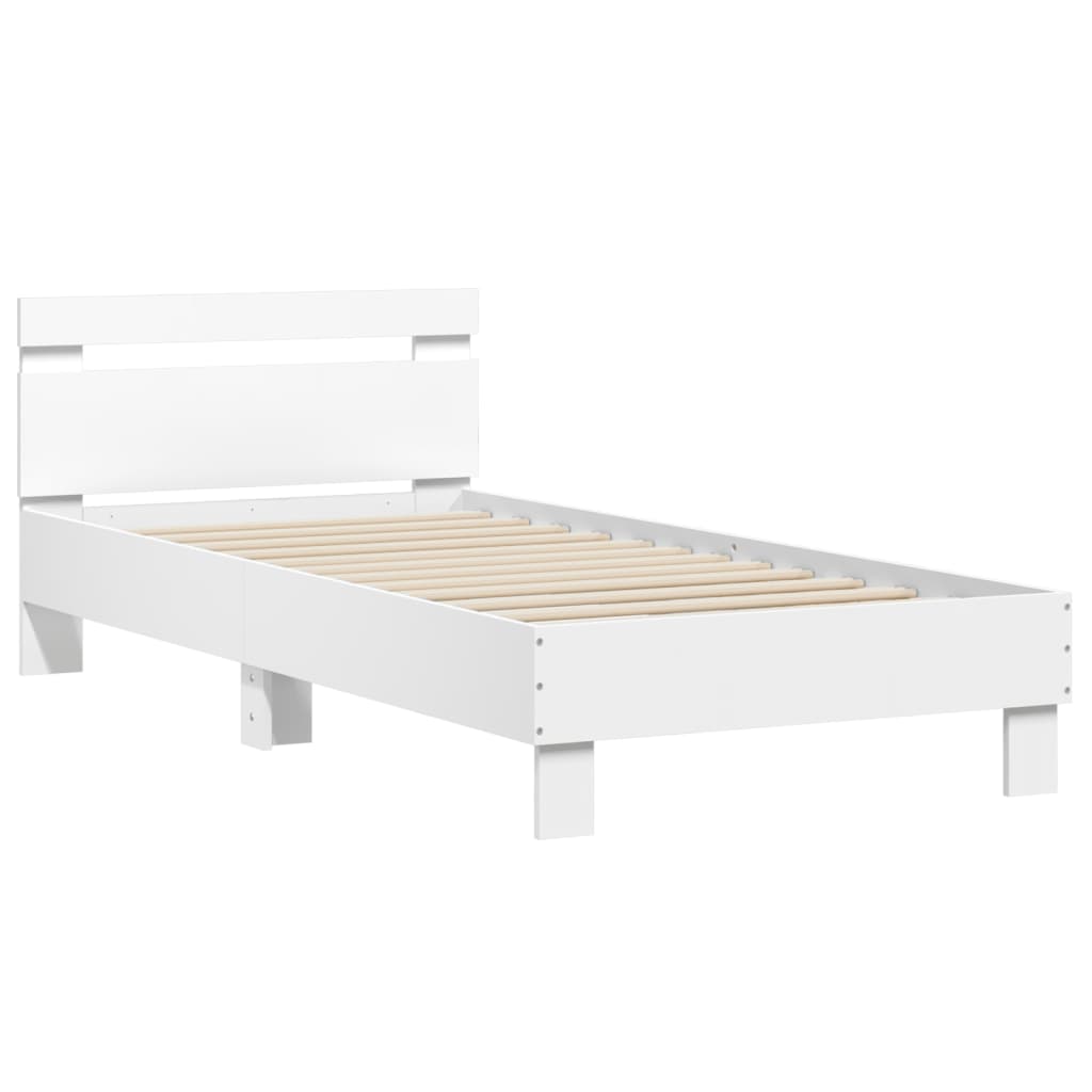 Bed Frame without Mattress with Headboard White 90x190 cm