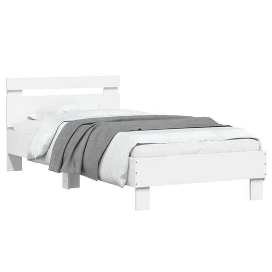 Bed Frame without Mattress with Headboard White 90x190 cm