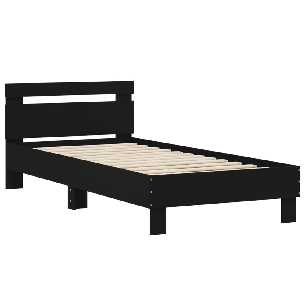 Bed Frame without Mattress with Headboard Black 90x190 cm