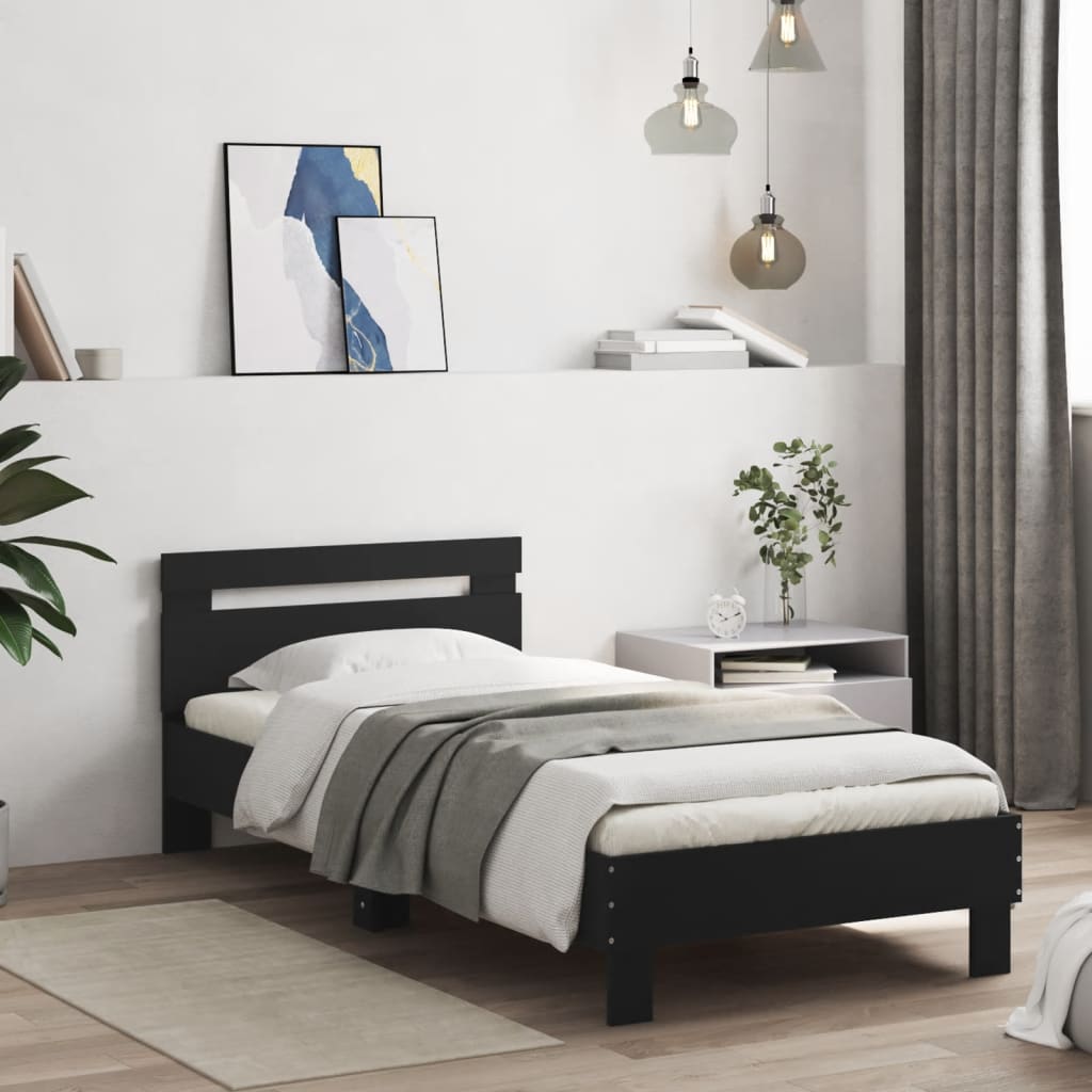 Bed Frame without Mattress with Headboard Black 90x190 cm