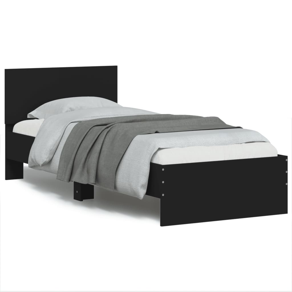 Bed Frame without Mattress with Headboard Black 90x190 cm