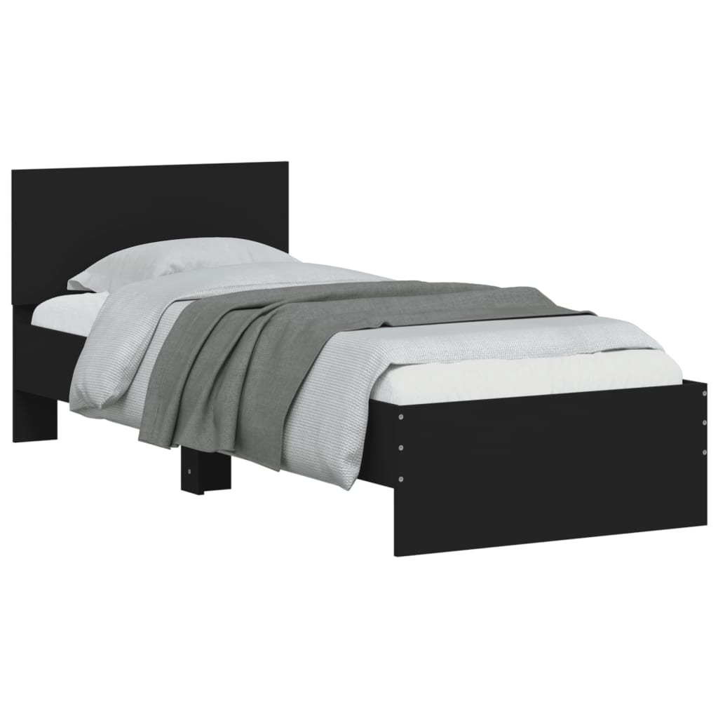 Bed Frame without Mattress with Headboard Black 90x190 cm