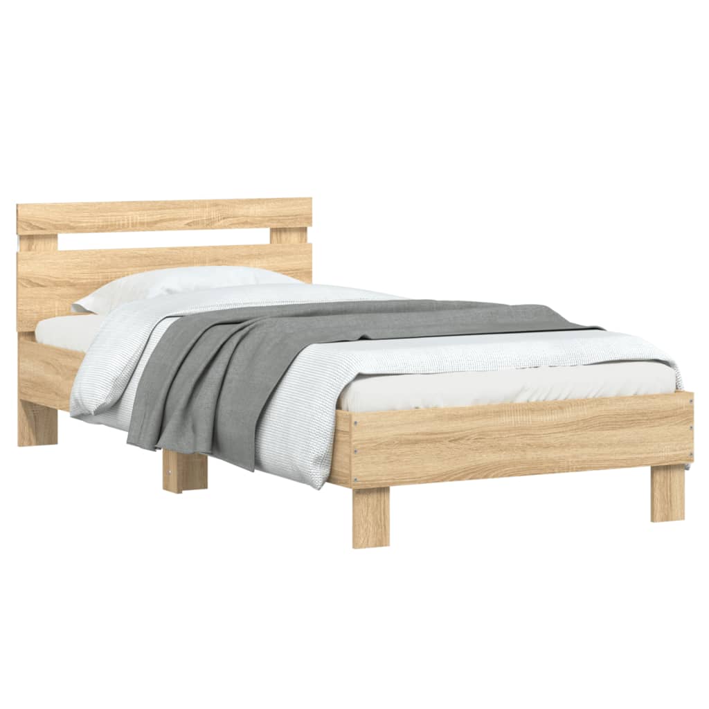 Bed Frame without Mattress with LED Lights Sonoma Oak 90x190 cm