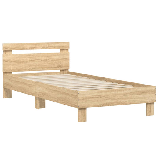 Bed Frame without Mattress with LED Lights Sonoma Oak 90x190 cm