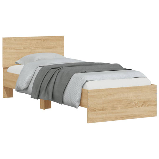 Bed Frame without Mattress with LED Lights Sonoma Oak 90x190 cm