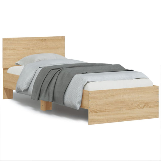 Bed Frame without Mattress with LED Lights Sonoma Oak 90x190 cm