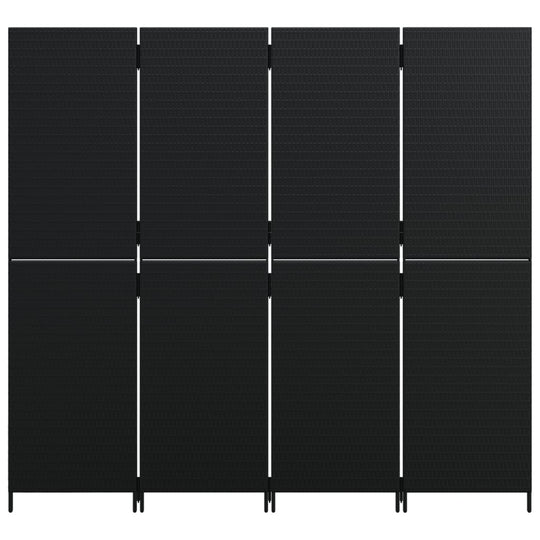 Room Divider 4 Panels Black Poly Rattan