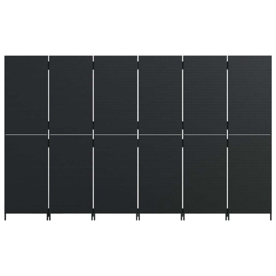 Room Divider 6 Panels Black Poly Rattan