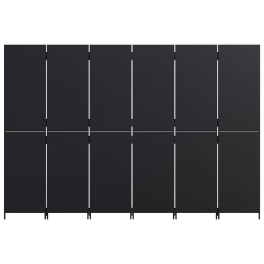 Room Divider 6 Panels Black Poly Rattan