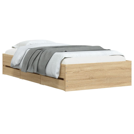 Bed Frame with Drawers without Mattress Sonoma Oak 90x190 cm