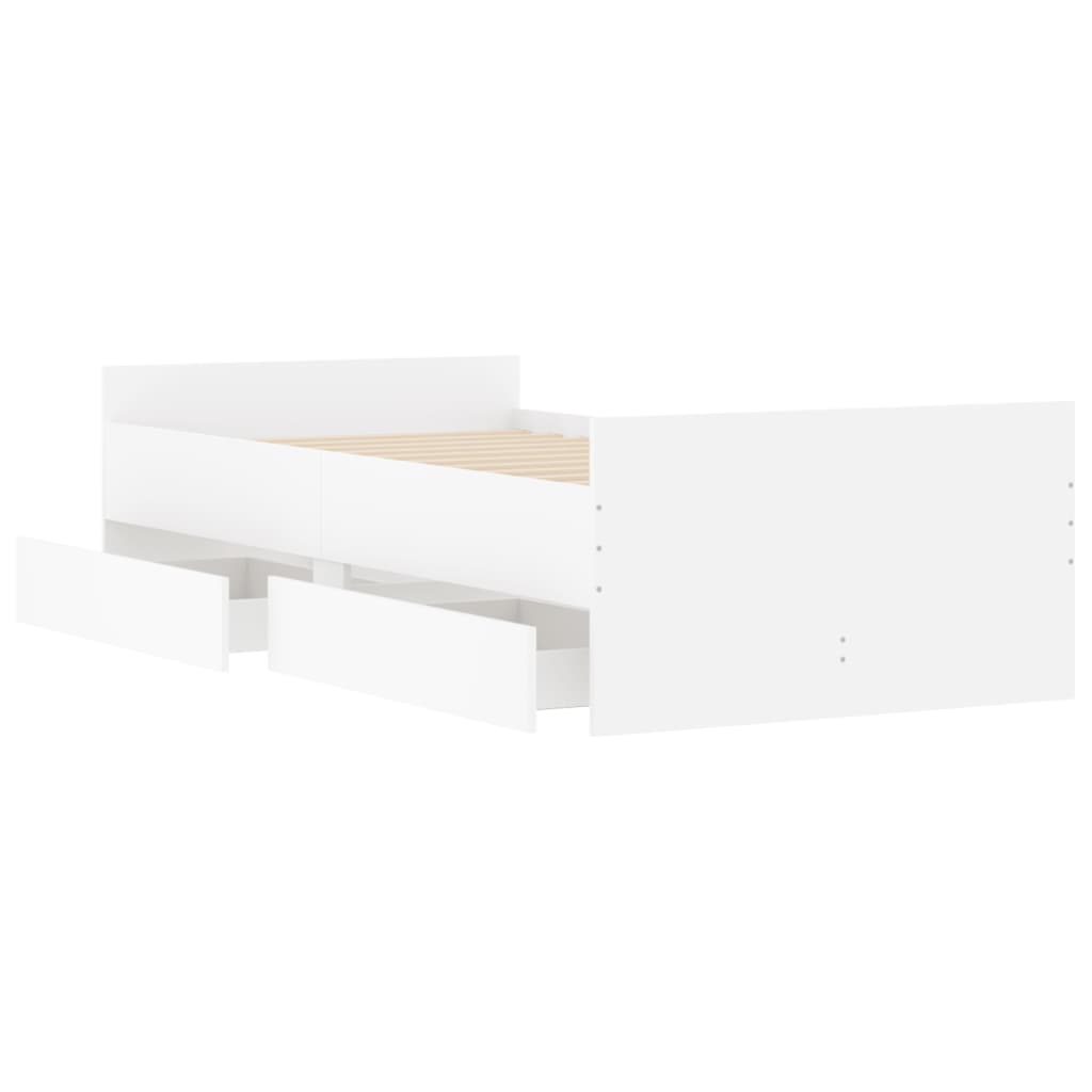 Bed Frame with Drawers without Mattress White 90x190 cm