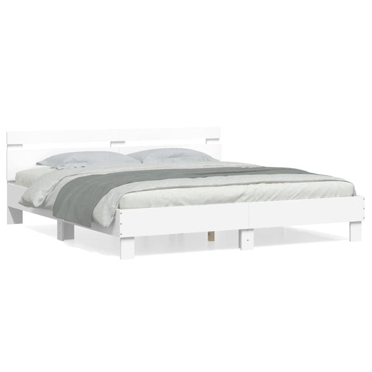 Bed Frame without Mattress White 183x203 cm King