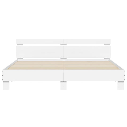 Bed Frame without Mattress White 183x203 cm King