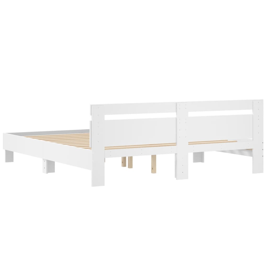 Bed Frame without Mattress White 183x203 cm King