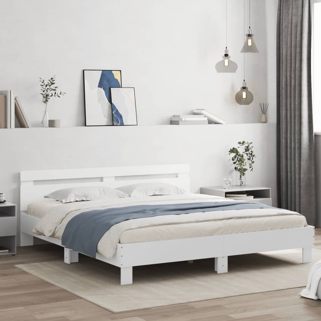 Bed Frame without Mattress White 183x203 cm King