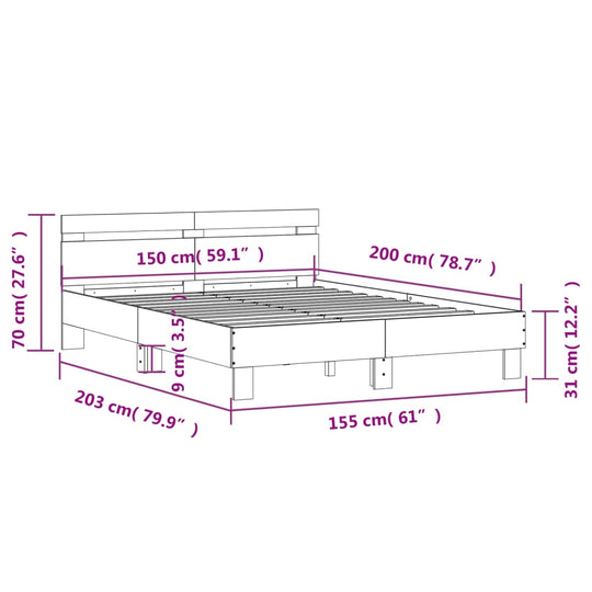 Bed Frame without Mattress White 150x200 cm