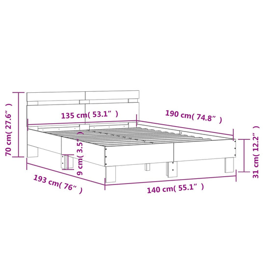 Bed Frame without Mattress White 135x190 cm