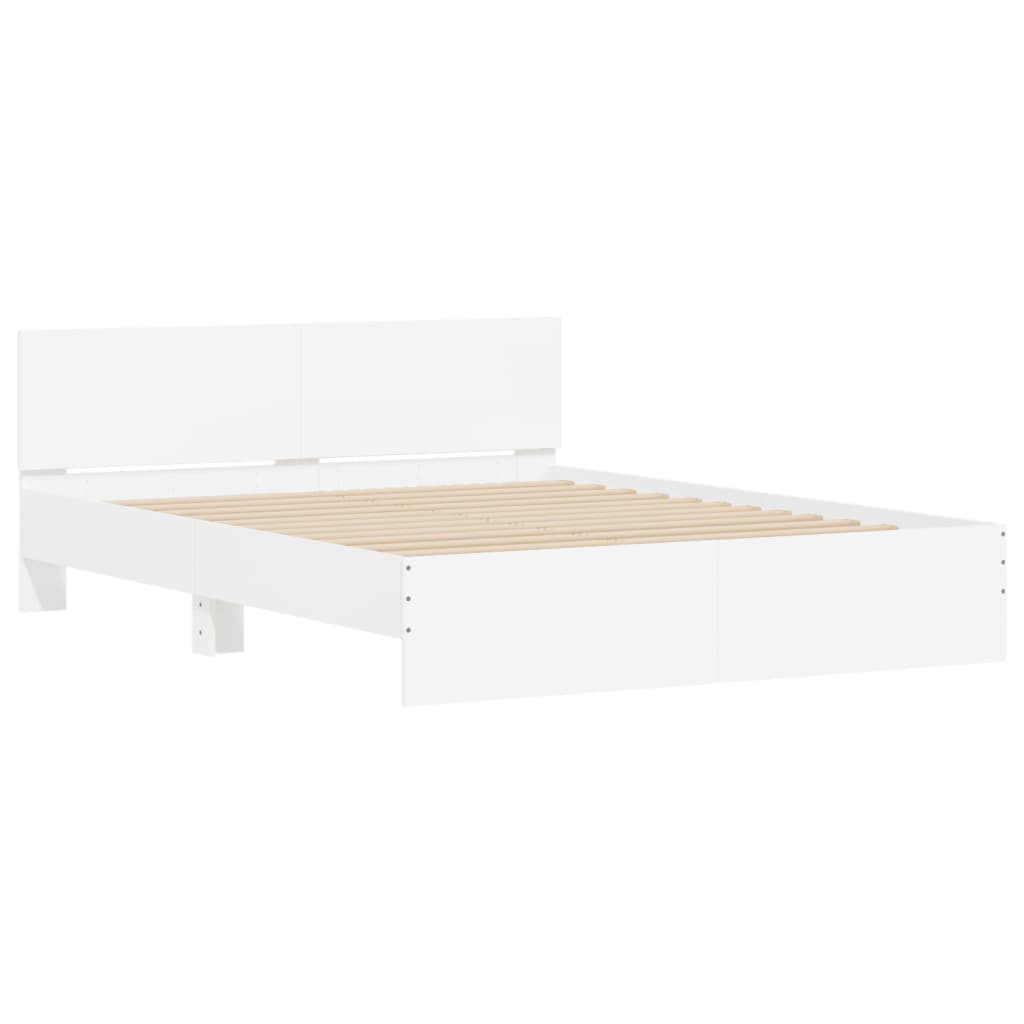 Bed Frame with LED without Mattress White 150x200 cm