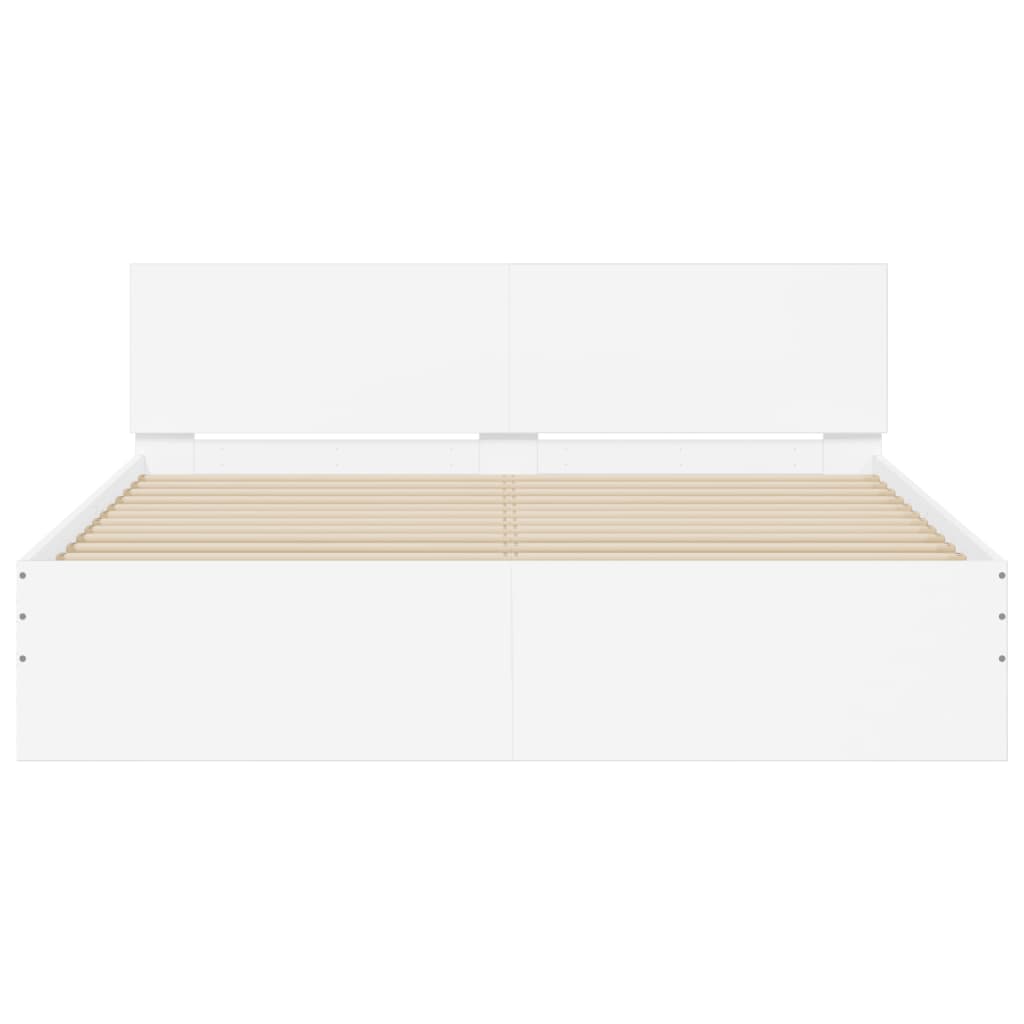 Bed Frame with LED without Mattress White 150x200 cm