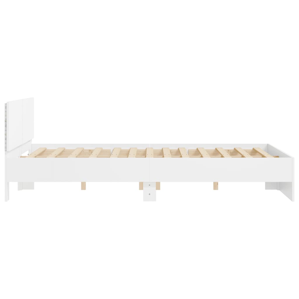 Bed Frame with LED without Mattress White 150x200 cm