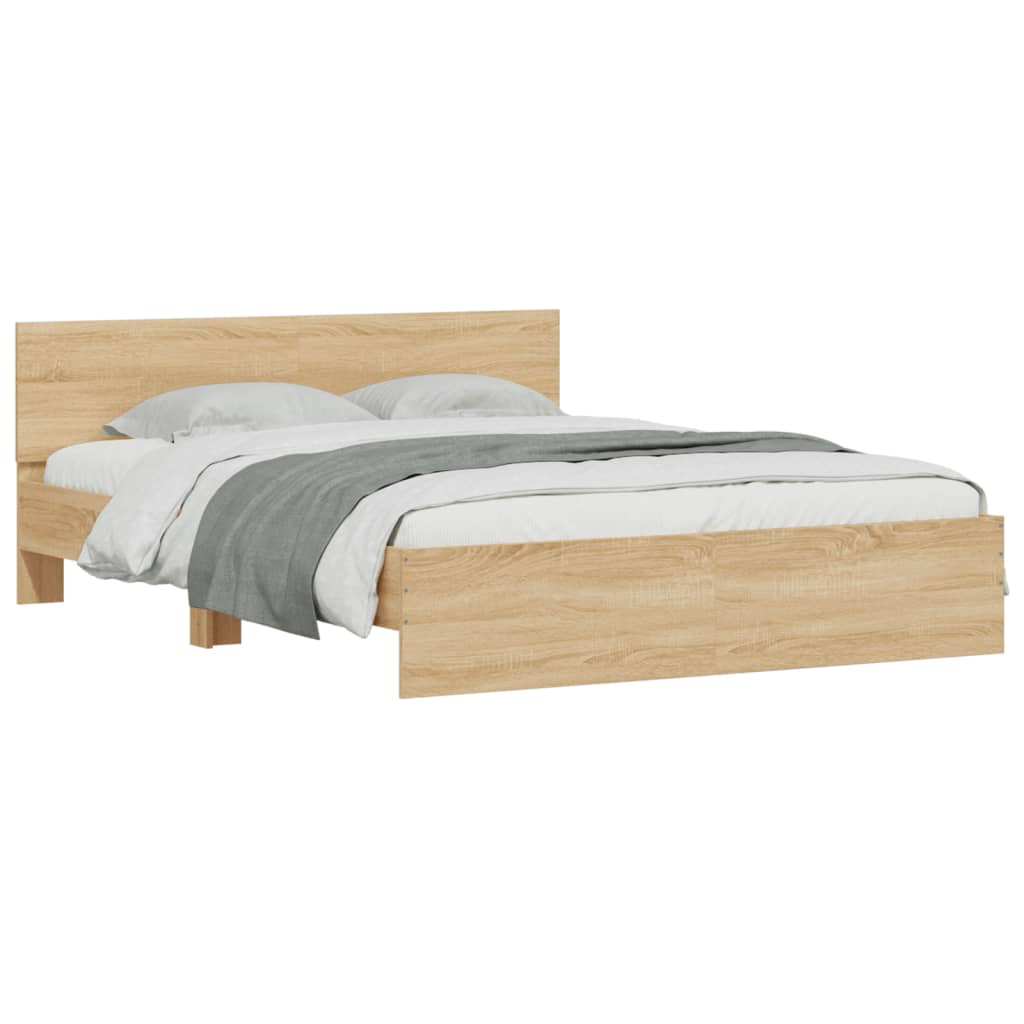 Bed Frame with LED without Mattress Sonoma Oak 150x200 cm