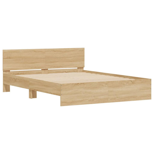 Bed Frame with LED without Mattress Sonoma Oak 150x200 cm