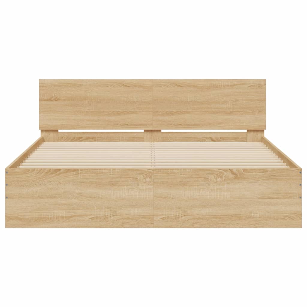 Bed Frame with LED without Mattress Sonoma Oak 150x200 cm