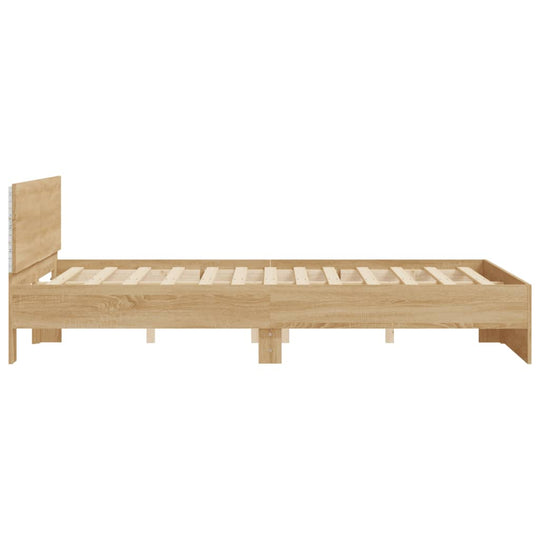 Bed Frame with LED without Mattress Sonoma Oak 150x200 cm