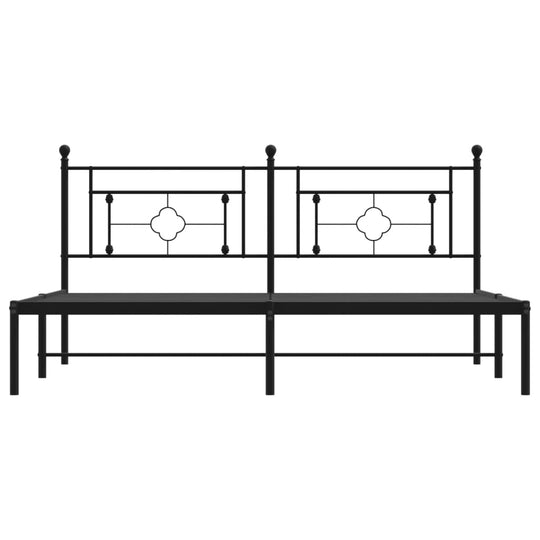 Metal Bed Frame without Mattress with Headboard Black 183x203 cm King