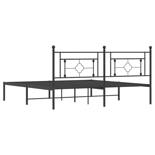 Metal Bed Frame without Mattress with Headboard Black 183x203 cm King