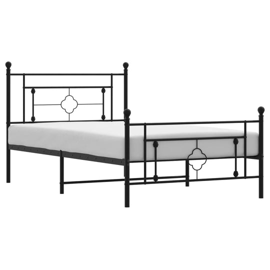 Metal Bed Frame without Mattress with Footboard Black 107x203 cm King Single