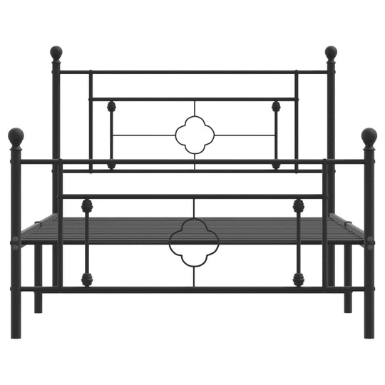 Metal Bed Frame without Mattress with Footboard Black 107x203 cm King Single