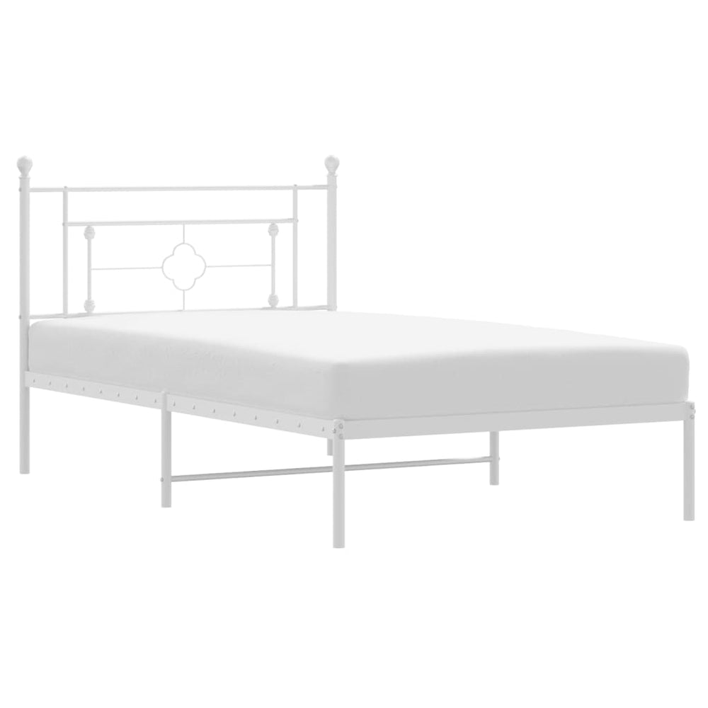 Metal Bed Frame without Mattress with Headboard White 107x203 cm King Single