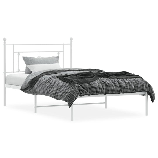 Metal Bed Frame without Mattress with Headboard White 107x203 cm King Single