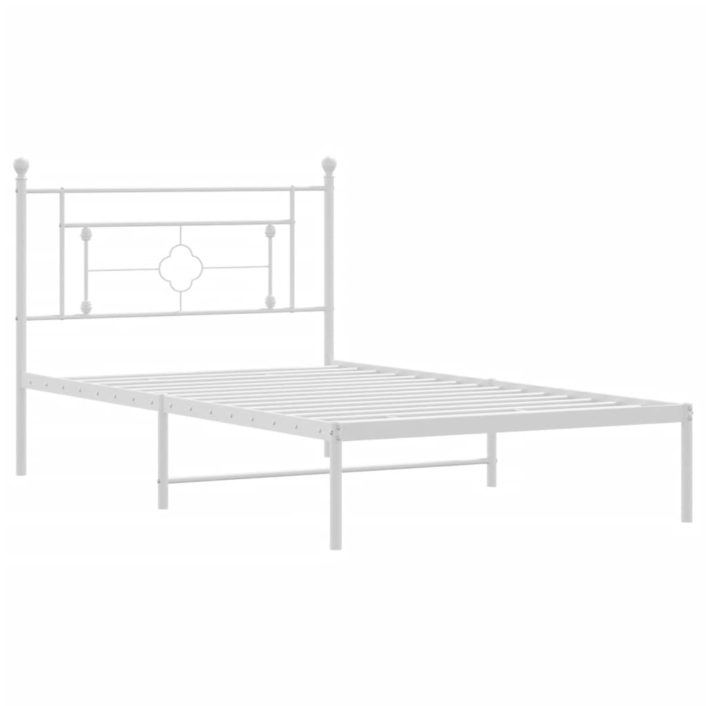 Metal Bed Frame without Mattress with Headboard White 107x203 cm King Single