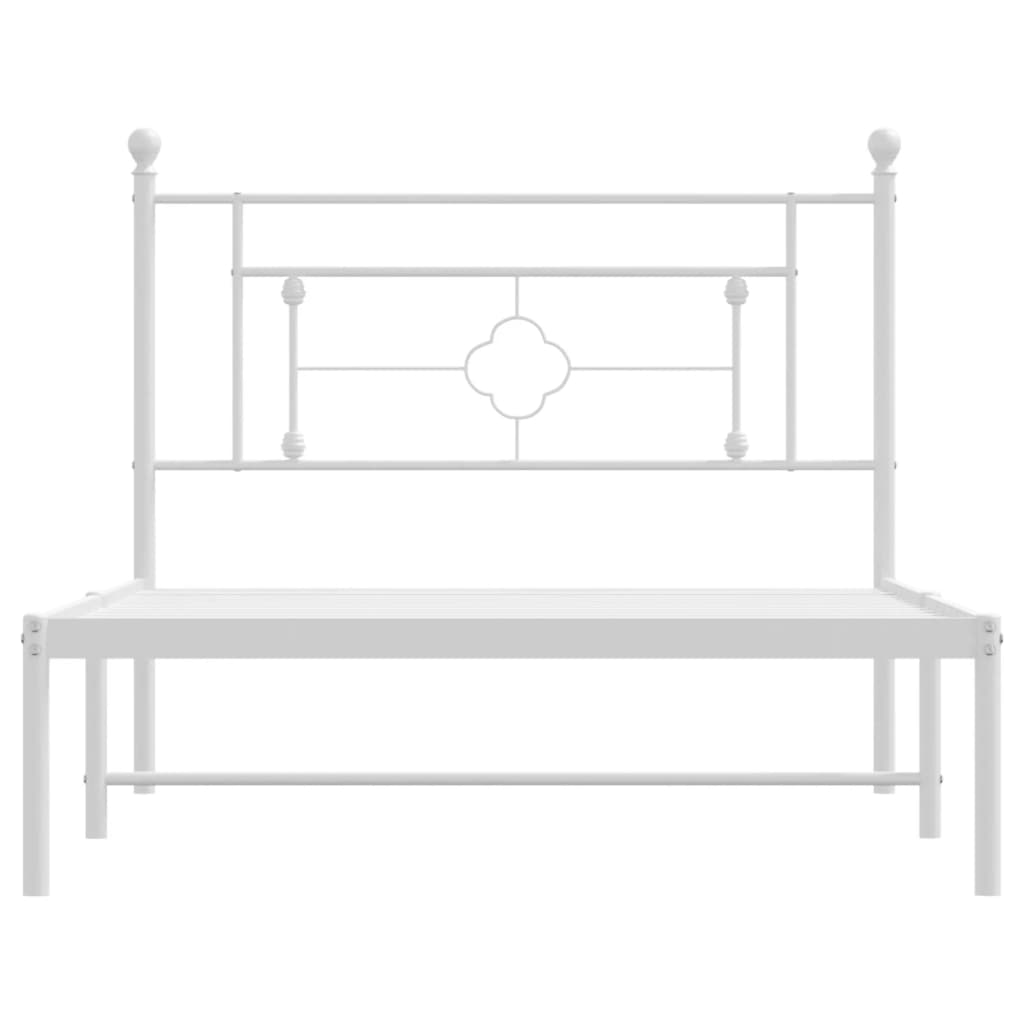 Metal Bed Frame without Mattress with Headboard White 107x203 cm King Single