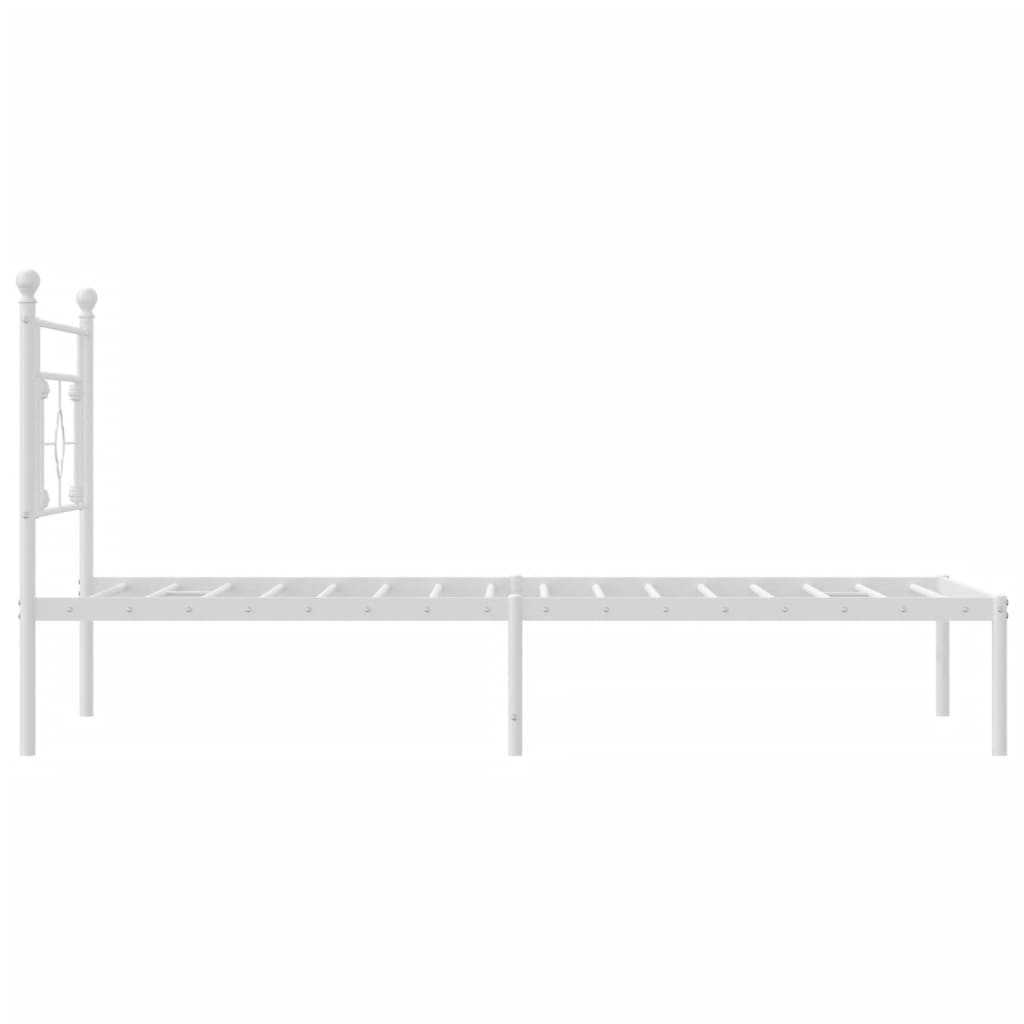 Metal Bed Frame without Mattress with Headboard White 107x203 cm King Single