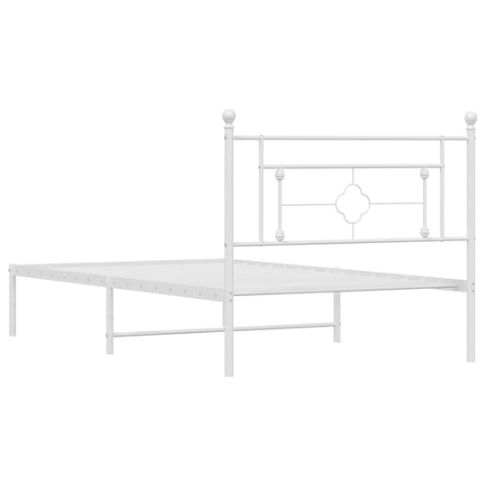 Metal Bed Frame without Mattress with Headboard White 107x203 cm King Single