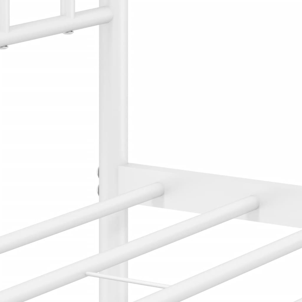 Metal Bed Frame without Mattress with Headboard White 107x203 cm King Single