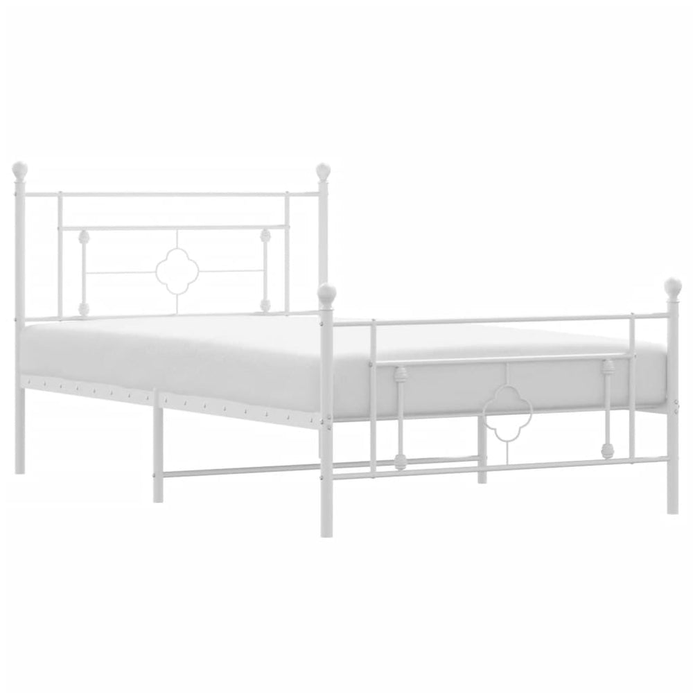 Metal Bed Frame without Mattress with Footboard White 107x203 cm King Single