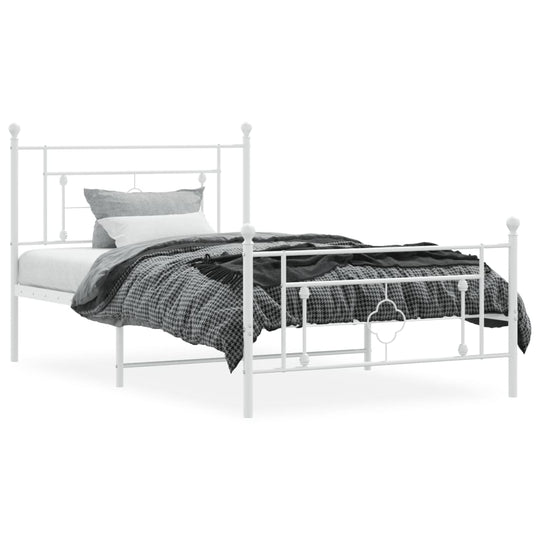 Metal Bed Frame without Mattress with Footboard White 107x203 cm King Single