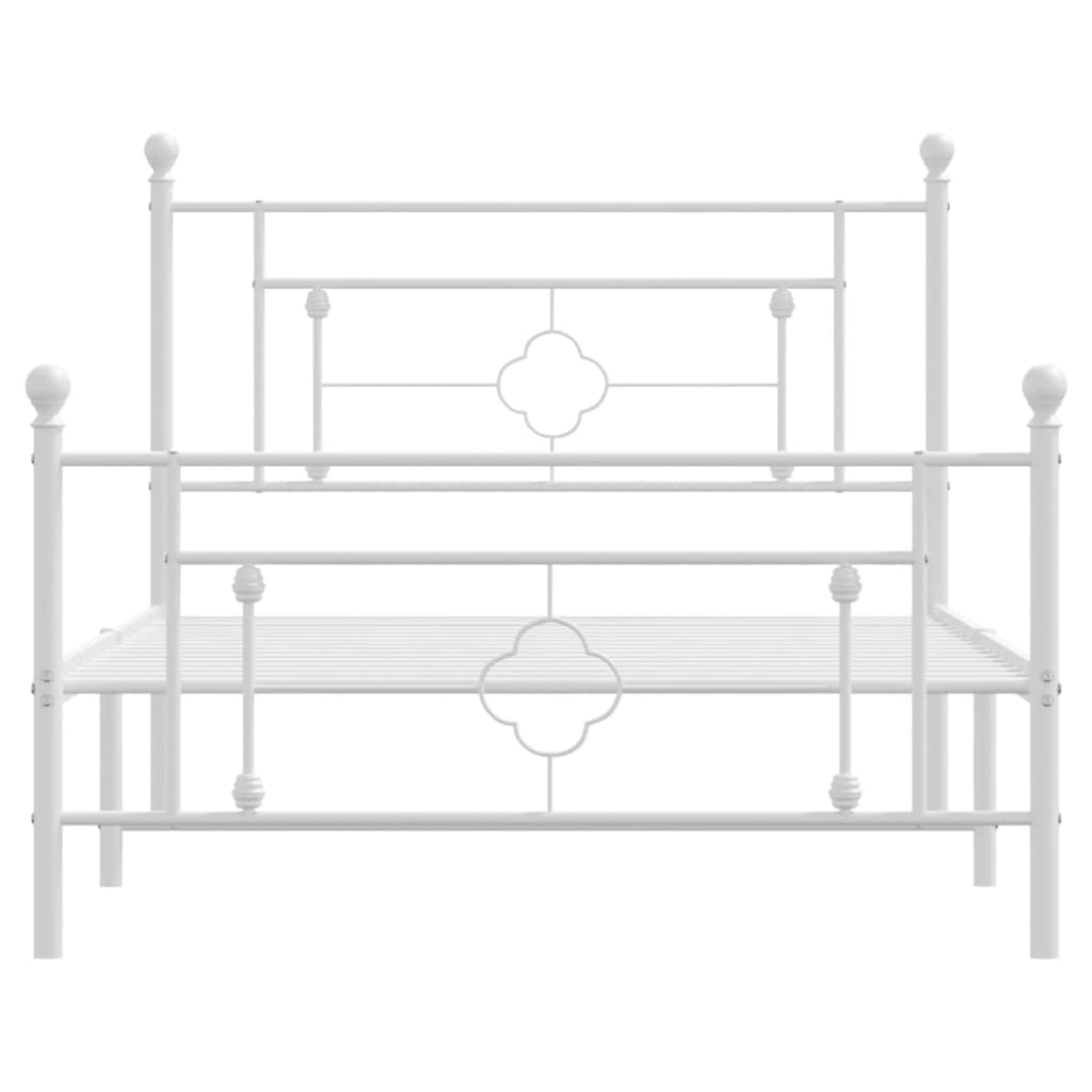 Metal Bed Frame without Mattress with Footboard White 107x203 cm King Single