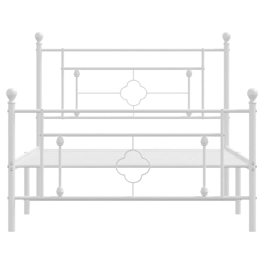 Metal Bed Frame without Mattress with Footboard White 107x203 cm King Single