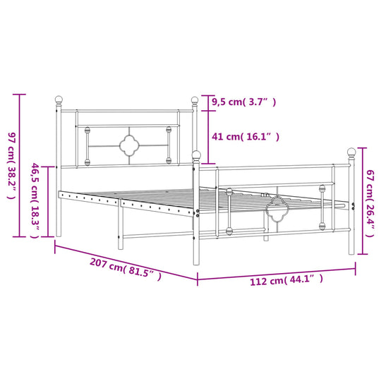 Metal Bed Frame without Mattress with Footboard White 107x203 cm King Single