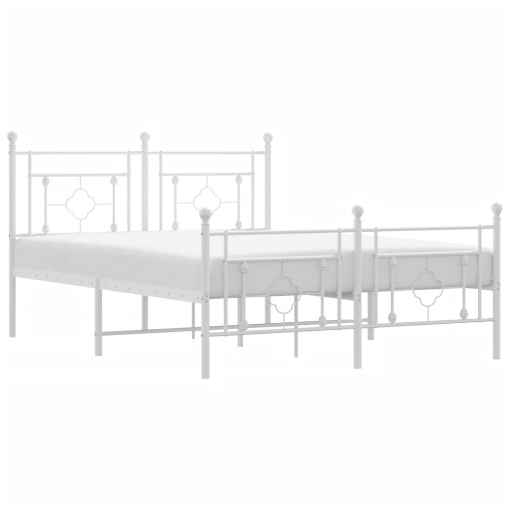 Metal Bed Frame without Mattress with Footboard White 135x190 cm