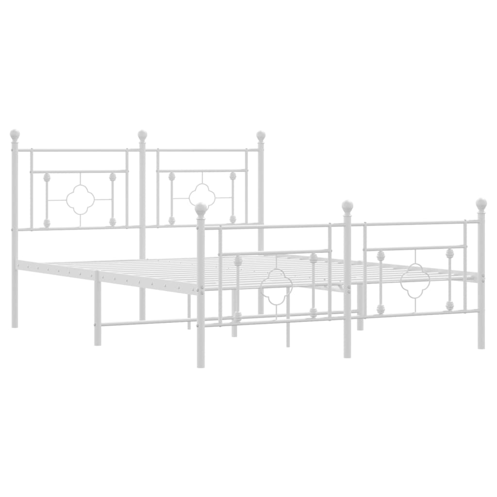 Metal Bed Frame without Mattress with Footboard White 135x190 cm